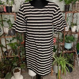 Black and Off White Striped Dress Medium